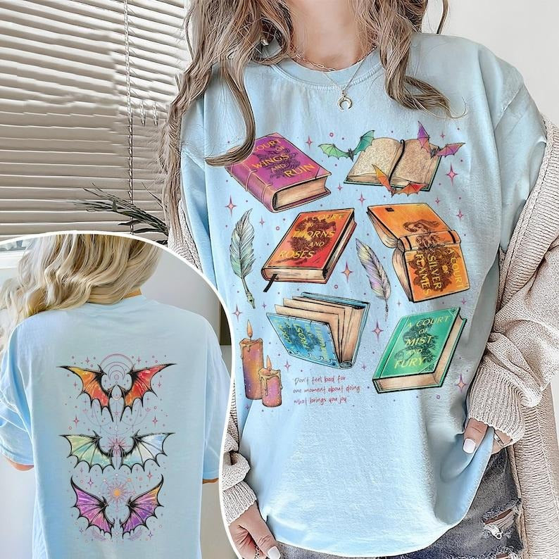 2 Slides, Fan Of ACOTAR Series Two Sided T-Shirt, The Bat Boys Shirt, Velaris Book Lover T Shirt, SJM Inspired Tee, Gift For Bookish Basic