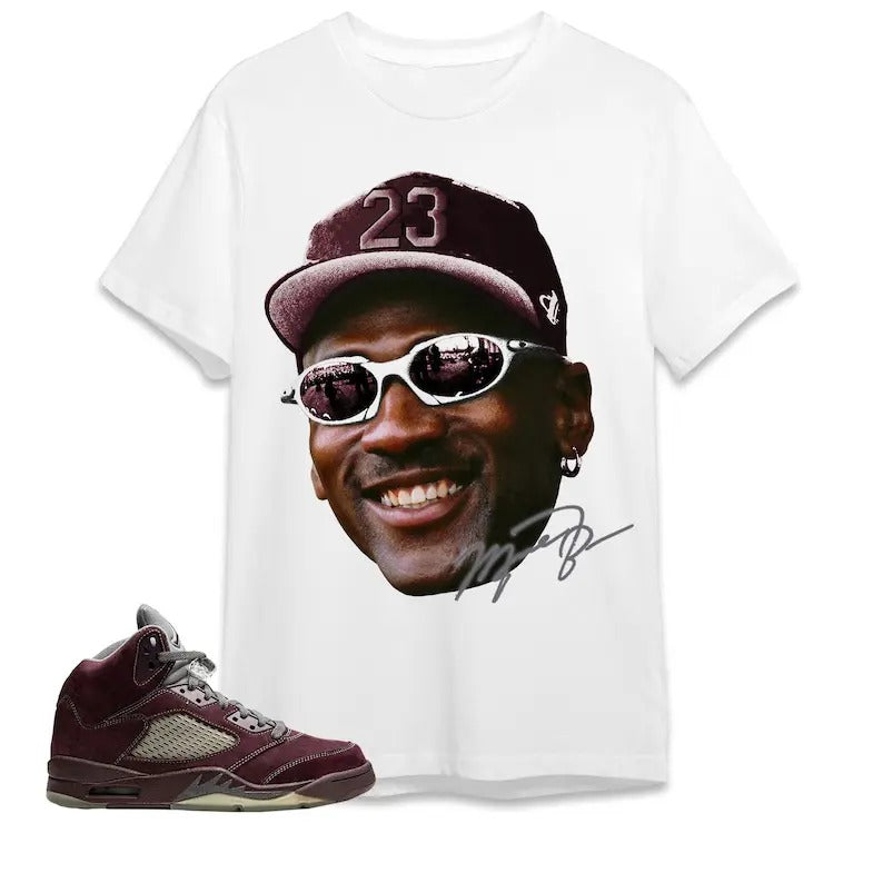A J 5 Burgundy Unisex Shirt, T-shirt, Head MJ, Shirt To Match Sneaker