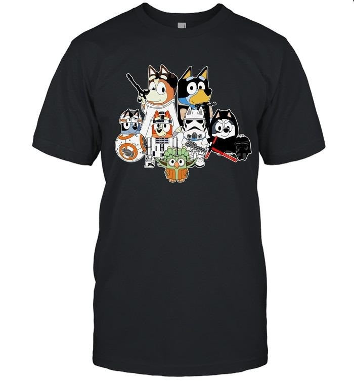 Bluey Star War Shirt-Unisex T-Shirt, Fusion of alternative fashion and music culture, Embrace rebellion with iconic imagery.