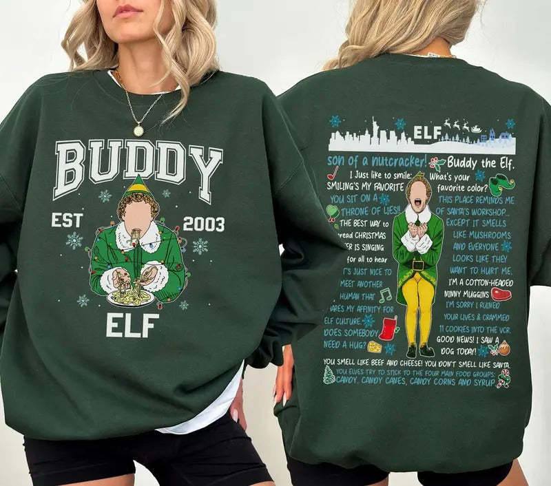 Buddy The Elf Quotes Shirt, Christmas Elf Sweatshirt, BuddyHoodie, Retro Sweatshirt, Winter Tee