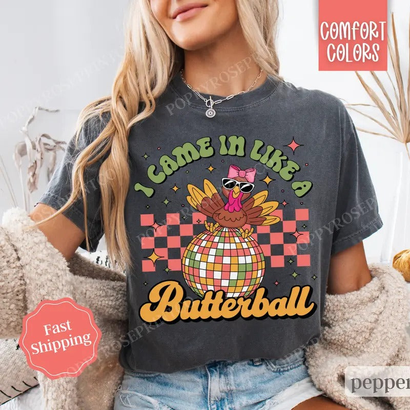 Butterball Shirt Comfort Colors, Funny Thanksgiving Tshirt, Women's Fall Tee