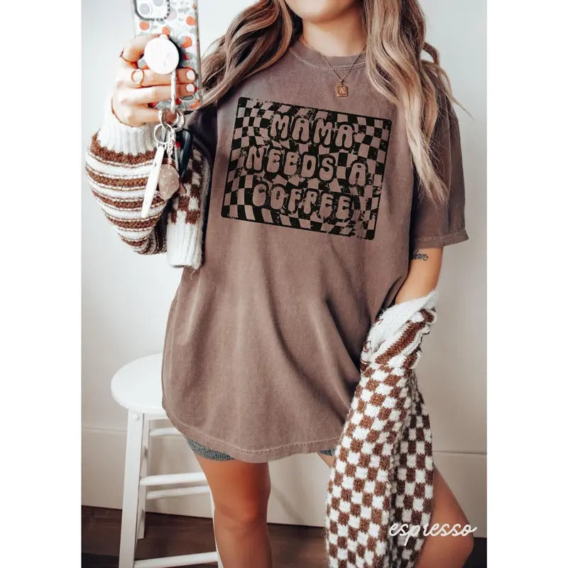 Checkered Mama Shirt Retro Mama Shirt Mothers Day Gift Mom Life Shirt Motherhood Shirt Mom Sweatshirt Mom Gift Coffee sweater and hoodie