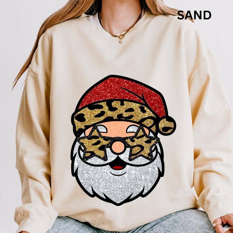Cheetah Santa Sweatshirt, Christmas Graphic Sweatshirt for Men and Women - Pullover, Comfortable