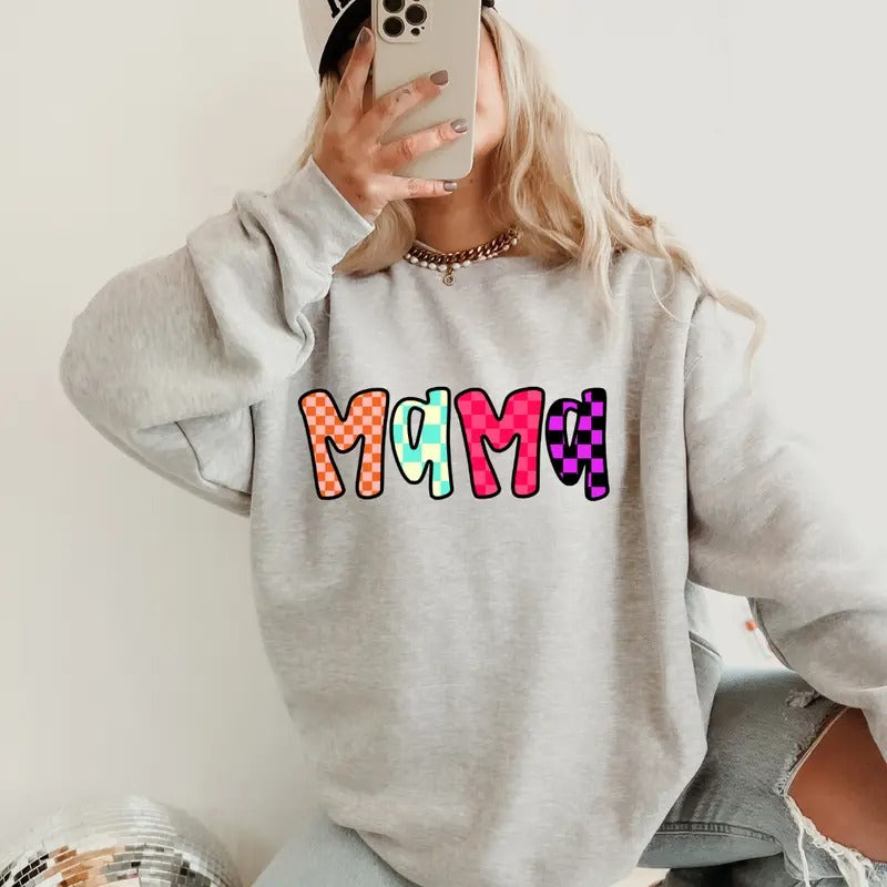 Colorful Mama Sweatshirt, Christmas Graphic Sweatshirt for Men and Women - Pullover, Comfortable