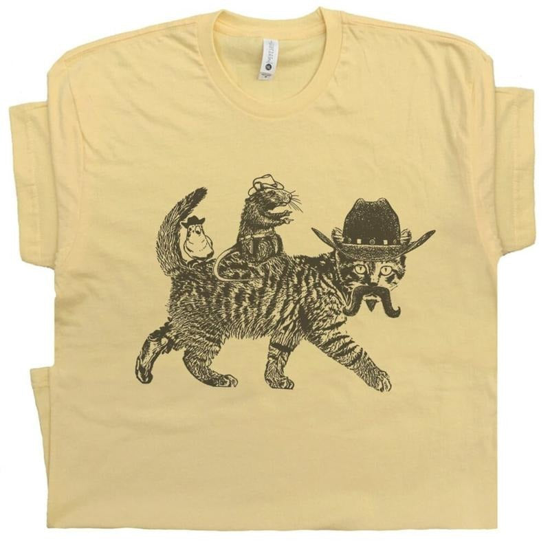 Cowboy Cat Shirt Meowdy Shirt Funny Cat Shirt Cotton Menswear