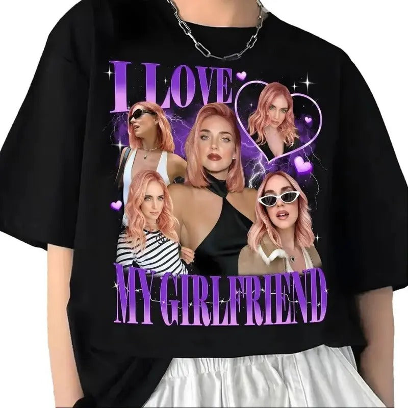 Custom Photo Valentine Gift I Love My Girlfriend Tee Shirt - Unisex 100% Cotton - Fabric