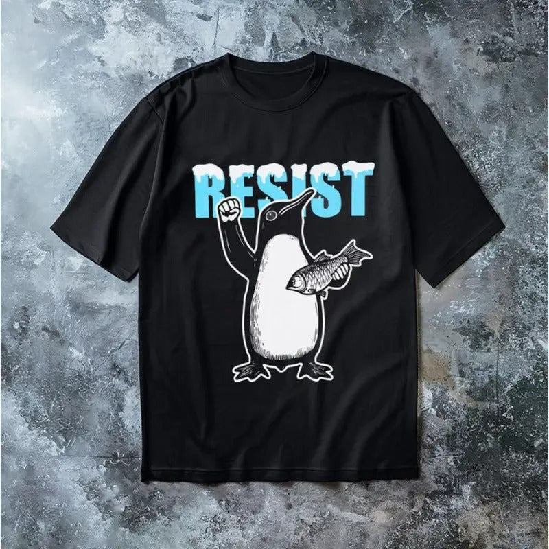 Funny RESIST Penguin Shirt Tank Top Sweatshirt Hoodie, Protest Truump Tariffs Tee, Flippers Up Shirt, Funny Tariffs Shirt