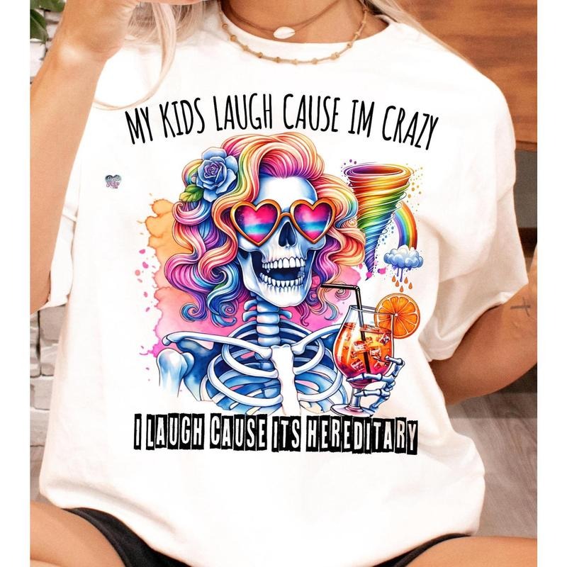 Funny Skeleton Mom Shirt Clipart Sarcastic Housewife Shirt Trendy Quotes, Completely Unhinged Mental Health Tee Mother Daughter Design