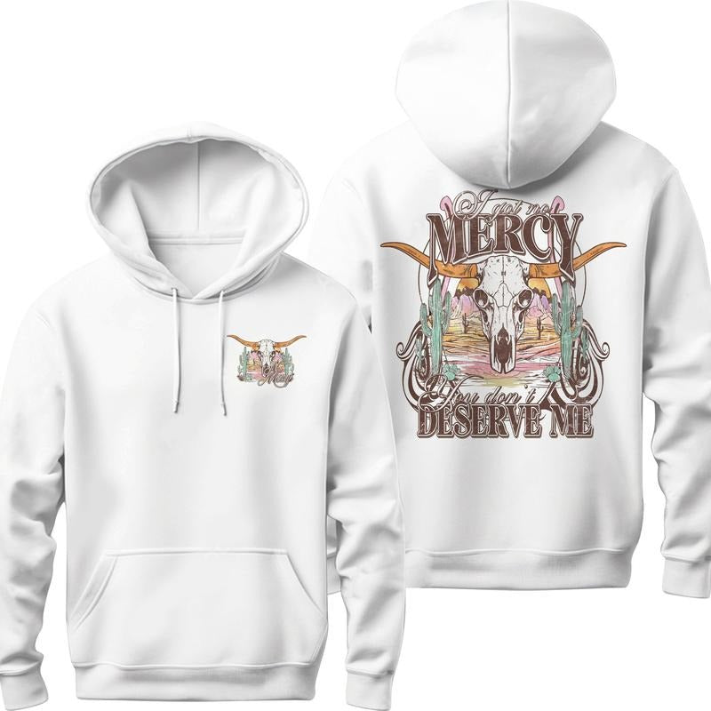 I Got No Mercy 2 sides Sweatshirt, Cute Cowgirl Country Music Sweater, Cowboy Gift Hoodie and Sweater; T-shirt Cotton Womenswear Light Polyester Light Polyester Solid Tops