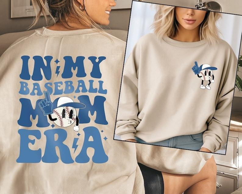 In My Baseball Mom Era Sweatshirt, Baseball Mama Crewneck, Sports Mom Gifts, Game Day Sweatshirt, Baseball Mom Sweat, Gift for Mom T-shirt, sweater and Hoodie Cotton