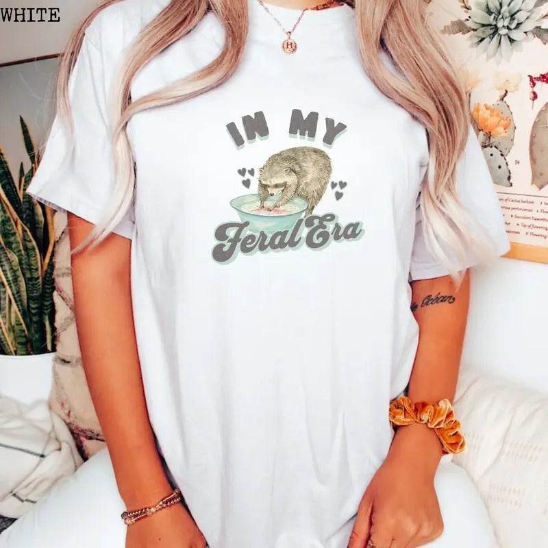 In My Feral Era Raccoon Shirt Funny Animal Shirt Vintage Raccoon Meme T Shirt Trash Panda T Shirt Retro Unisex Tee Animal Lover Gift sweater and hoodie