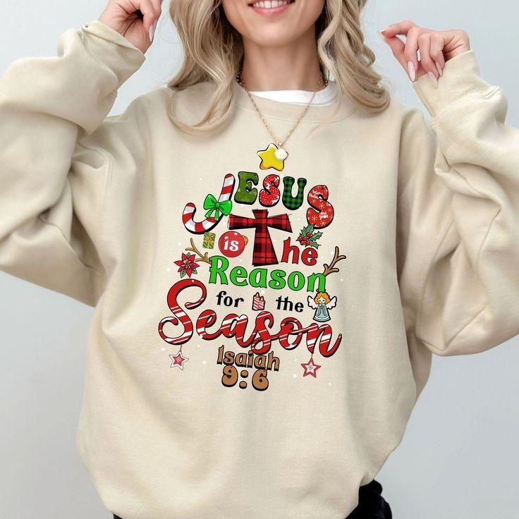 Jesus Sweatshirt, Jesus Is The Reason Christmas Sweatshirt, Retro Christmas Sweatshirt, Religious Christmas Gift, Jesus Christian Apparel