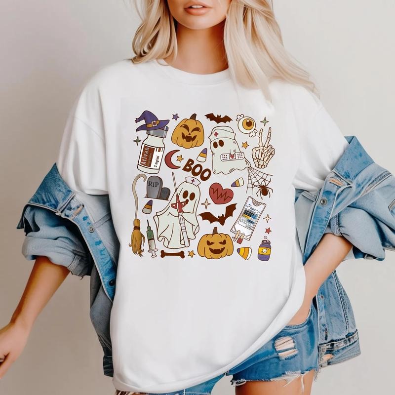 Nurse Boo Crew Shirt, Cute RN Halloween Tee, Fall Nurse Life Graphic T-Shirt, Spooky Gift for RN Women, Nurse Shirt, Gift For Nurse