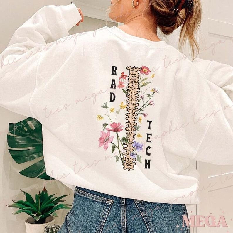 Retro Radiology Sweatshirt for Women Comfort Colors Pullover Hoodie with Flower Design Rad Tech Apparel - Womenswear