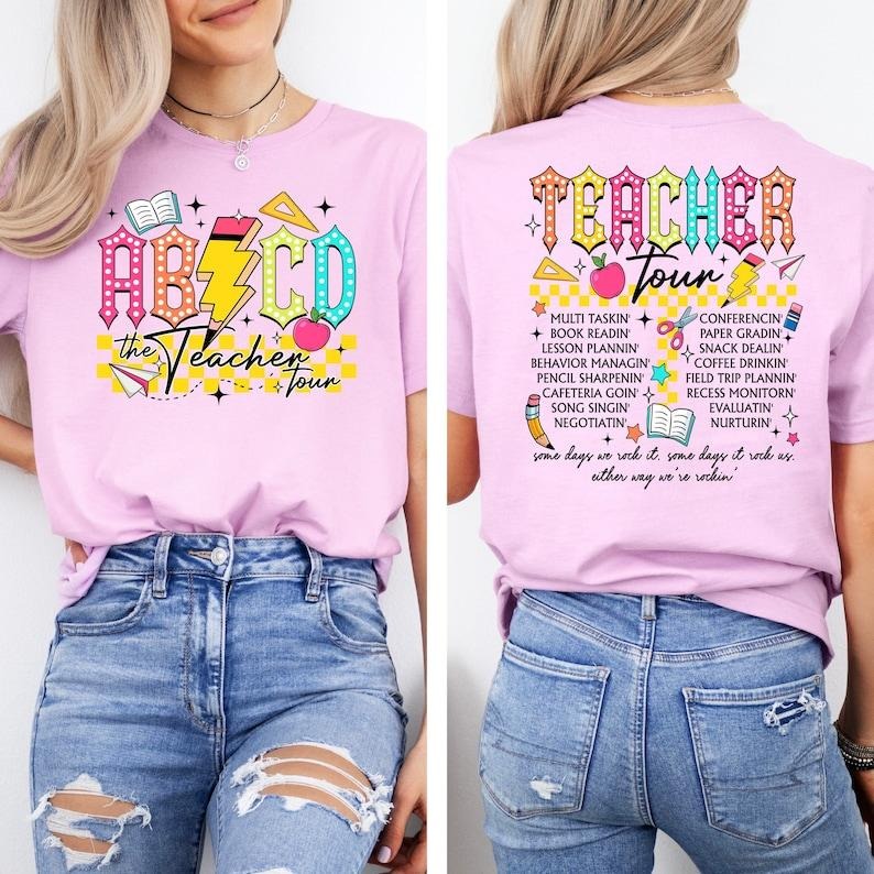 Retro Teacher Tour sweatShirt gift for Teacher, ABCD Teacher Tour Shirt, End of Year Shirt, Teacher Gift, Back To School T-shirt, sweater and Hoodie