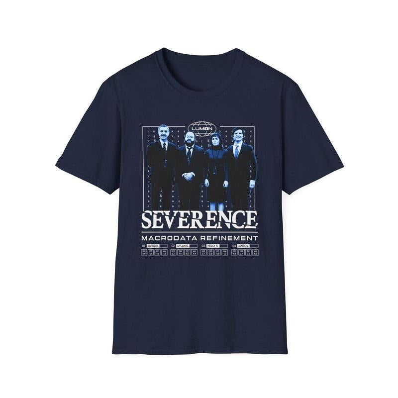 Severance Macrodata Refinement Crew T-Shirt, Lumon Design, Irving G, Helly R, Dylan G, Mark S, Show Poster