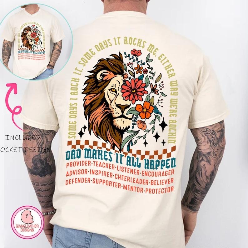 Some days I rock it sweater,dad makes it all happen sweater,dad sweater,father sweater , lion dad sweater ,some days it rocks me sweater,rocking dad ,retro dad T-shirt, sweater and Hoodie 2 sides