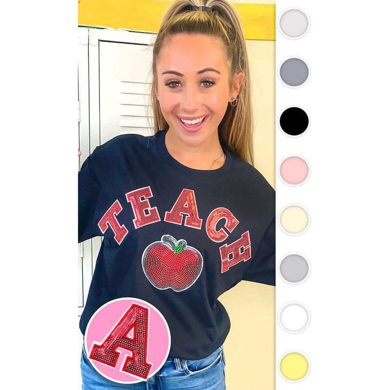 Teach Apple Sequin Graphic T-Shirt