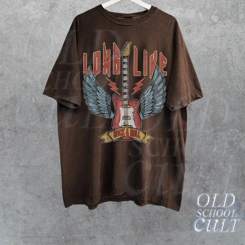 Vintage Rock Graphic Shirt, Retro Rock And Roll 90s T-Shirt, Rocker Cotton Oversized Shirt, Cool Rock Lovers Gift, Biker Shirt, Faded Tee