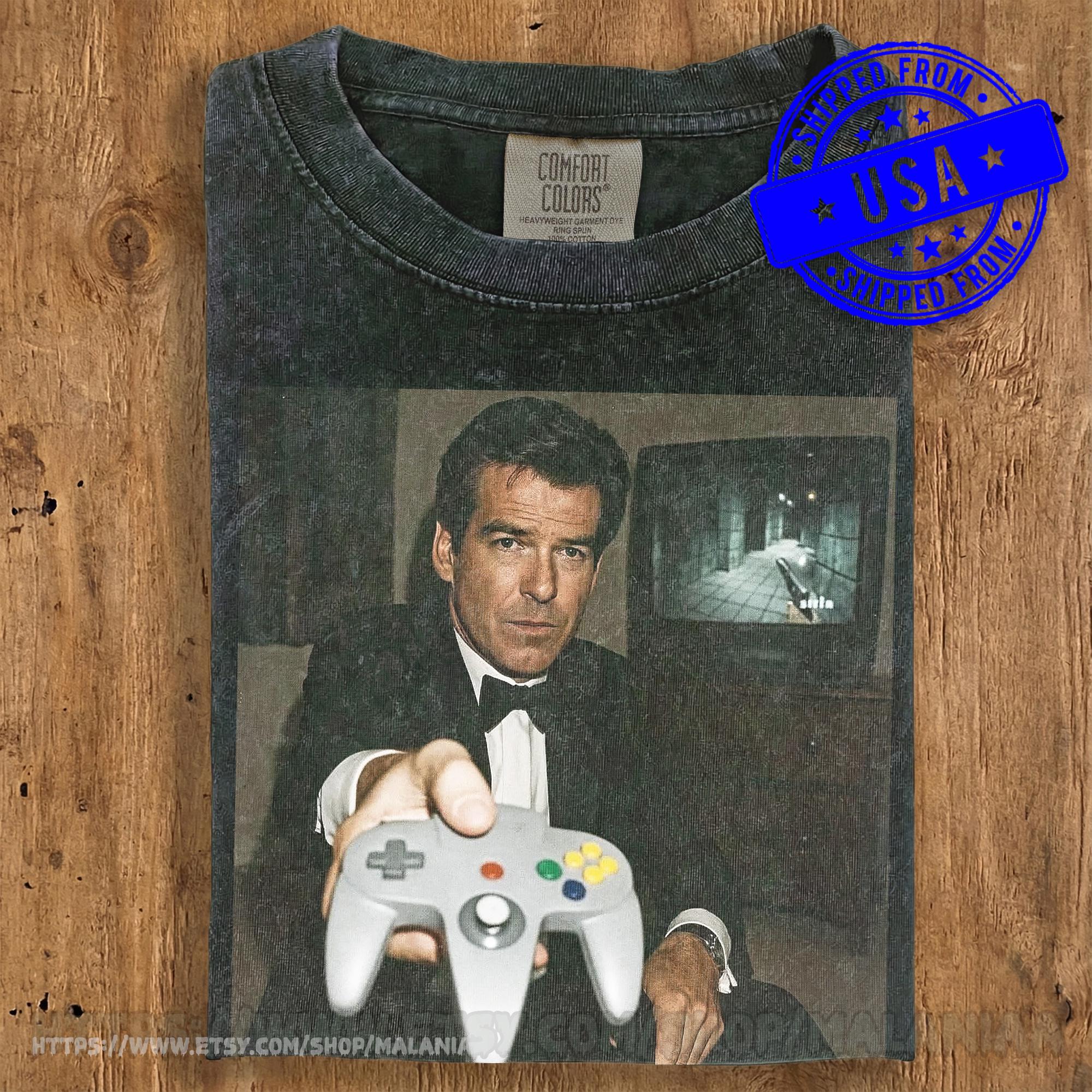 Pierce Brosnan Goldeneye N64 Vintage James Bond 007 Tee Retro Nintdo 64 Gaming Comfort Colors (1)