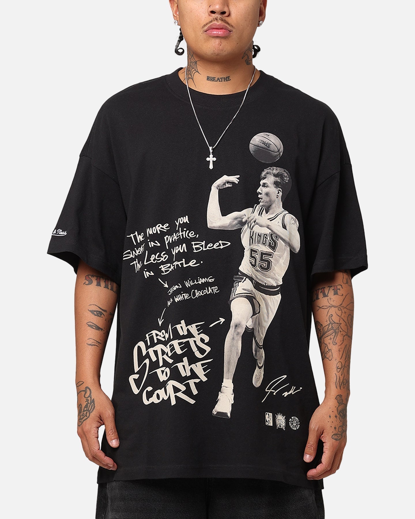 Mitchell & Ness Sacramento Kings Jason Williams Streetball T-Shirt Faded Black Hoodie, Sweatshirt | PureTeeCo.com (Image 1)