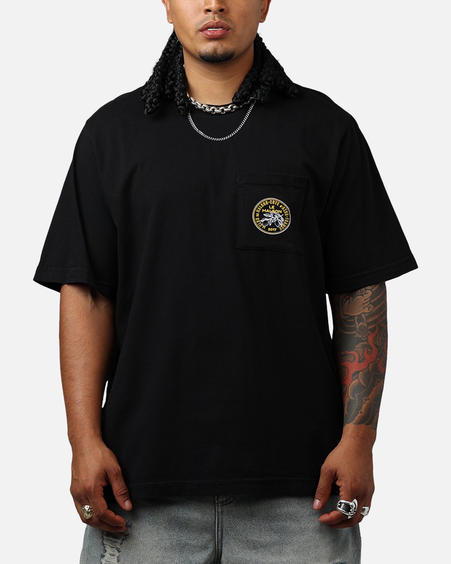 Malbon Citron Pocket T-Shirt Black Hoodie, Sweatshirt | PureTeeCo.com (Image 2)