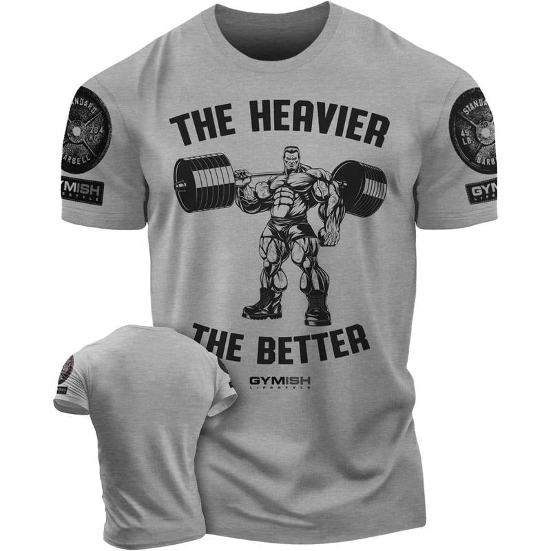022. The Heavier The Better Funny Motivational Workout Gym T-Shirt for Men Hoodie, Sweatshirt | PureTeeCo.com