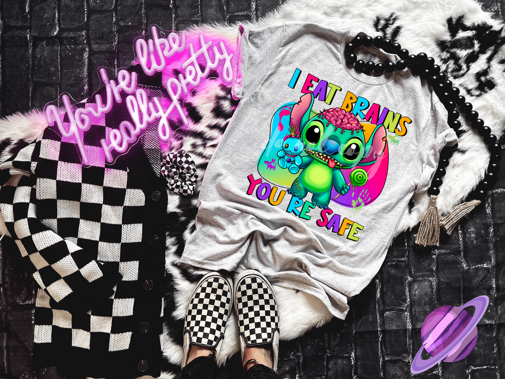 I EAT BRAINS YOU'RE SAFE TEE Hoodie, Sweatshirt | PureTeeCo.com (Image 1)