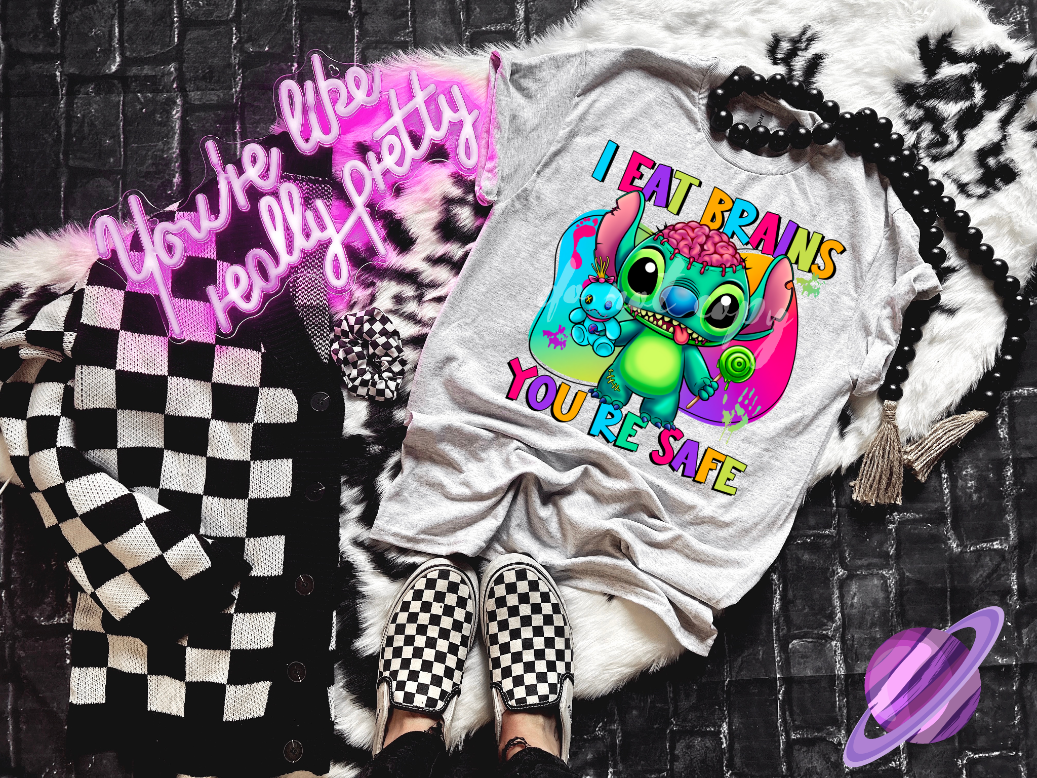 I EAT BRAINS YOU'RE SAFE TEE Hoodie, Sweatshirt | PureTeeCo.com (Image 1)