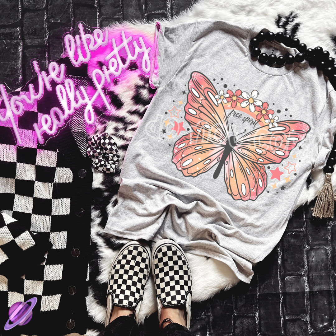 FREE SPIRIT BUTTERFLY TEE Hoodie, Sweatshirt | PureTeeCo.com (Image 1)