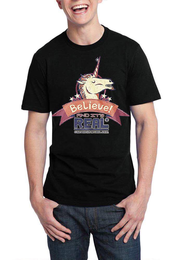 Believe And Its Real Black Half Sleeve T-Shirt Hoodie, Sweatshirt | PureTeeCo.com