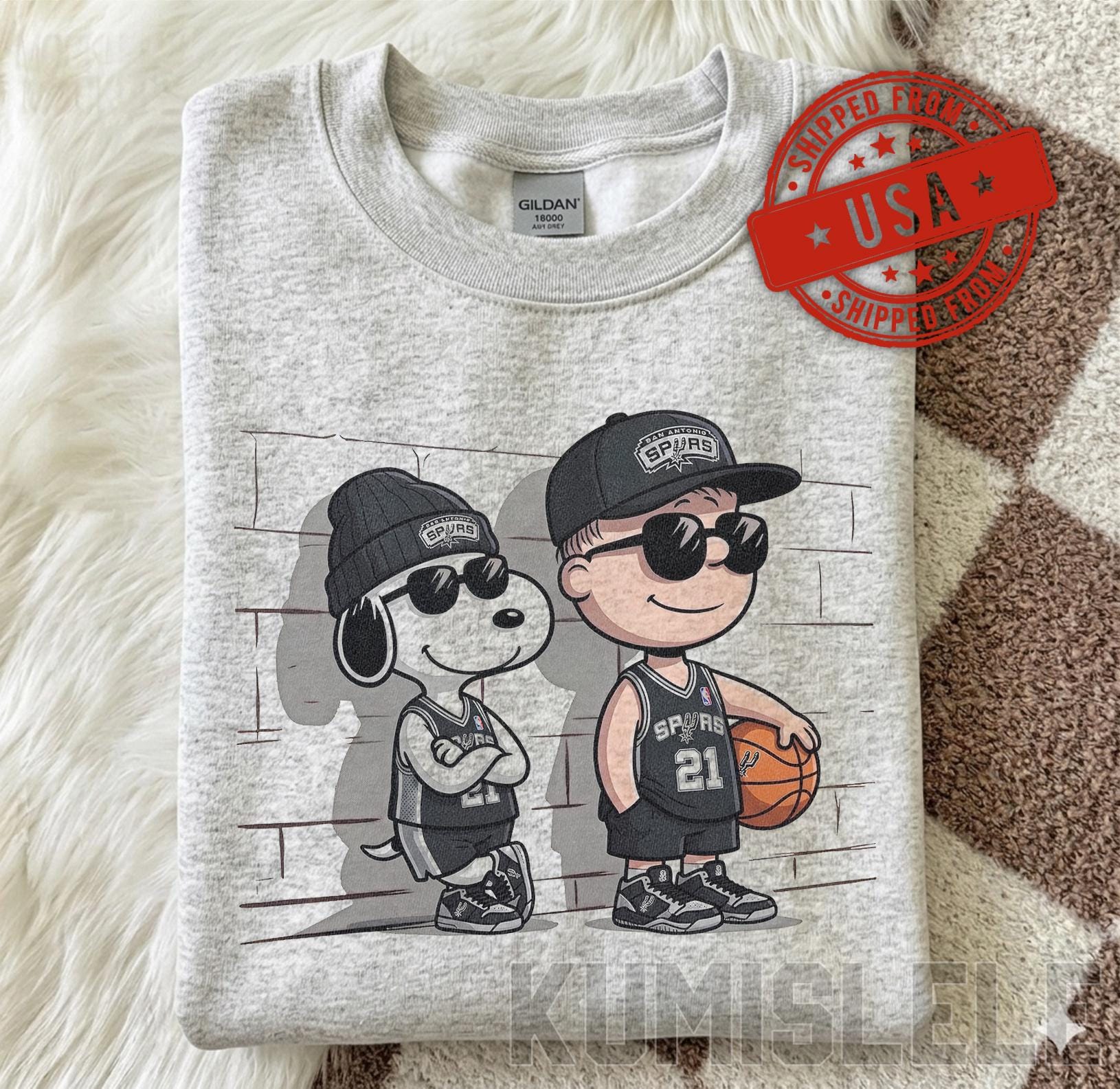 Snoopy Spurs San Antonio Basketball Comfort Colors Vintage Charlie Brown Snoopy Tee Retro Nba Fan Gif (2)