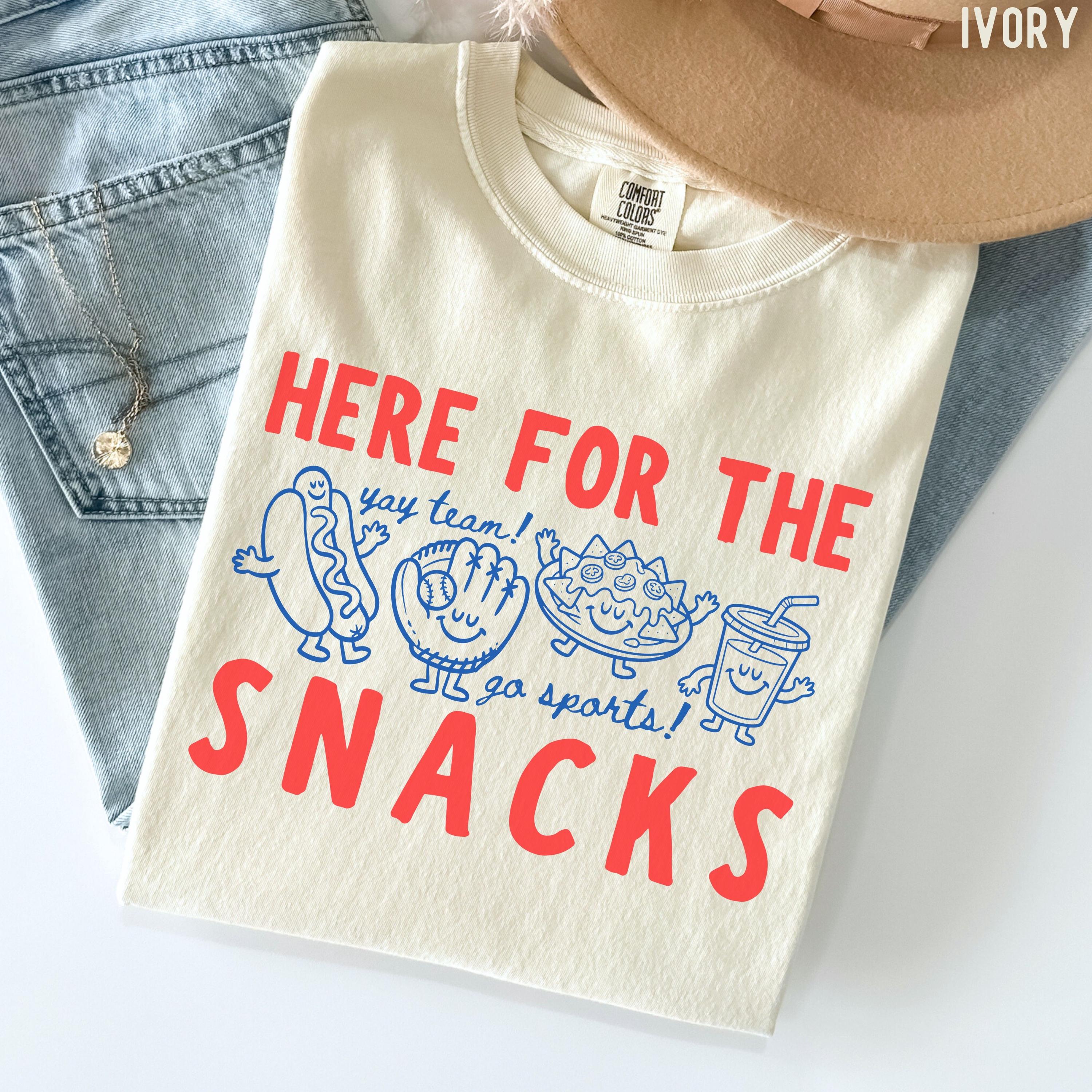 Comfort Colors Here Snacks Doodle Yay Team Go Sports Baseball Tee (2)