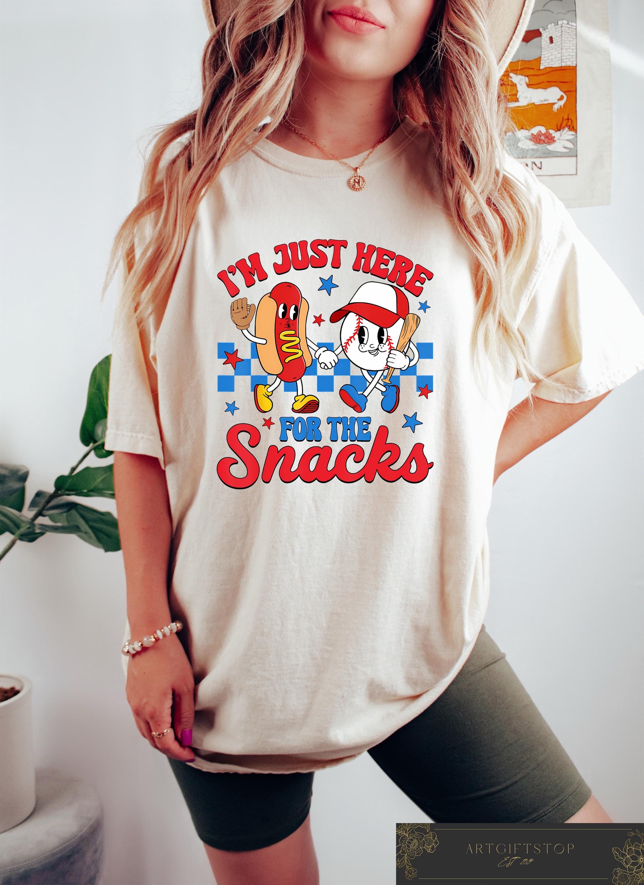 I'M Here Snacks Baseball Season Baseball Baseball Lover Game Day Sports Mom Tee (2)