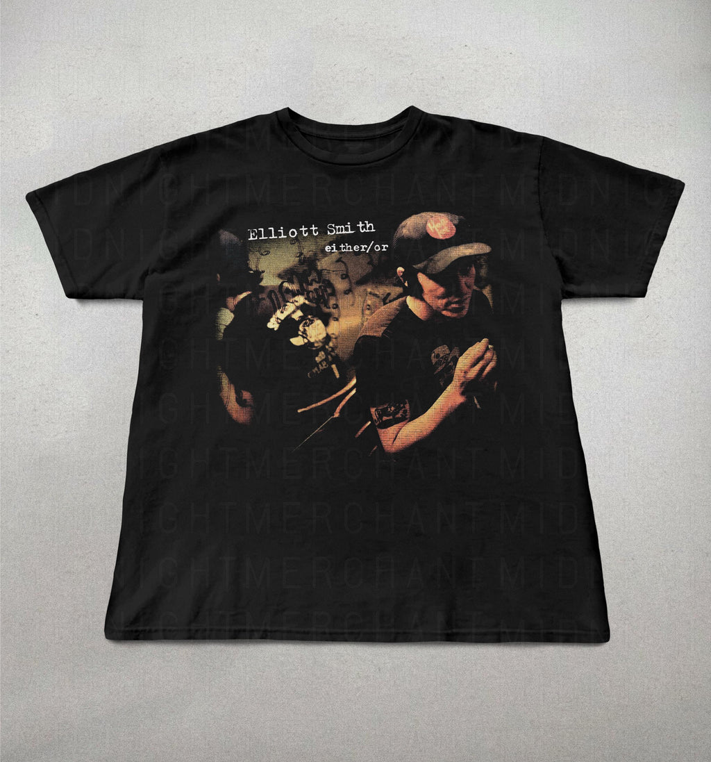 Elliot Smith Either Indie Folk Retro 90s Elliot Smith Alt Rock Tee 90s Band Tee (2)