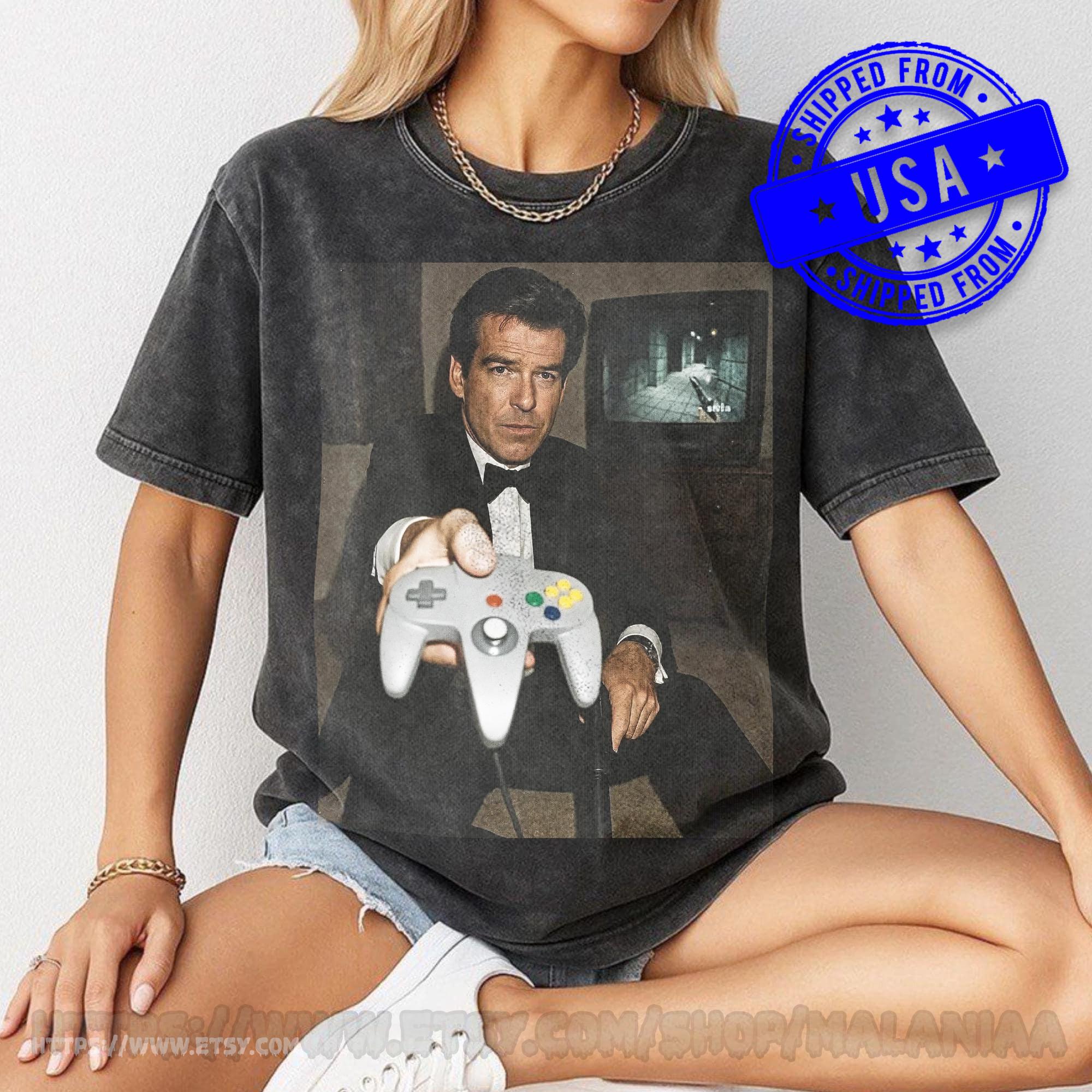 Pierce Brosnan Goldeneye N64 Vintage James Bond 007 Tee Retro Nintdo 64 Gaming Comfort Colors (2)