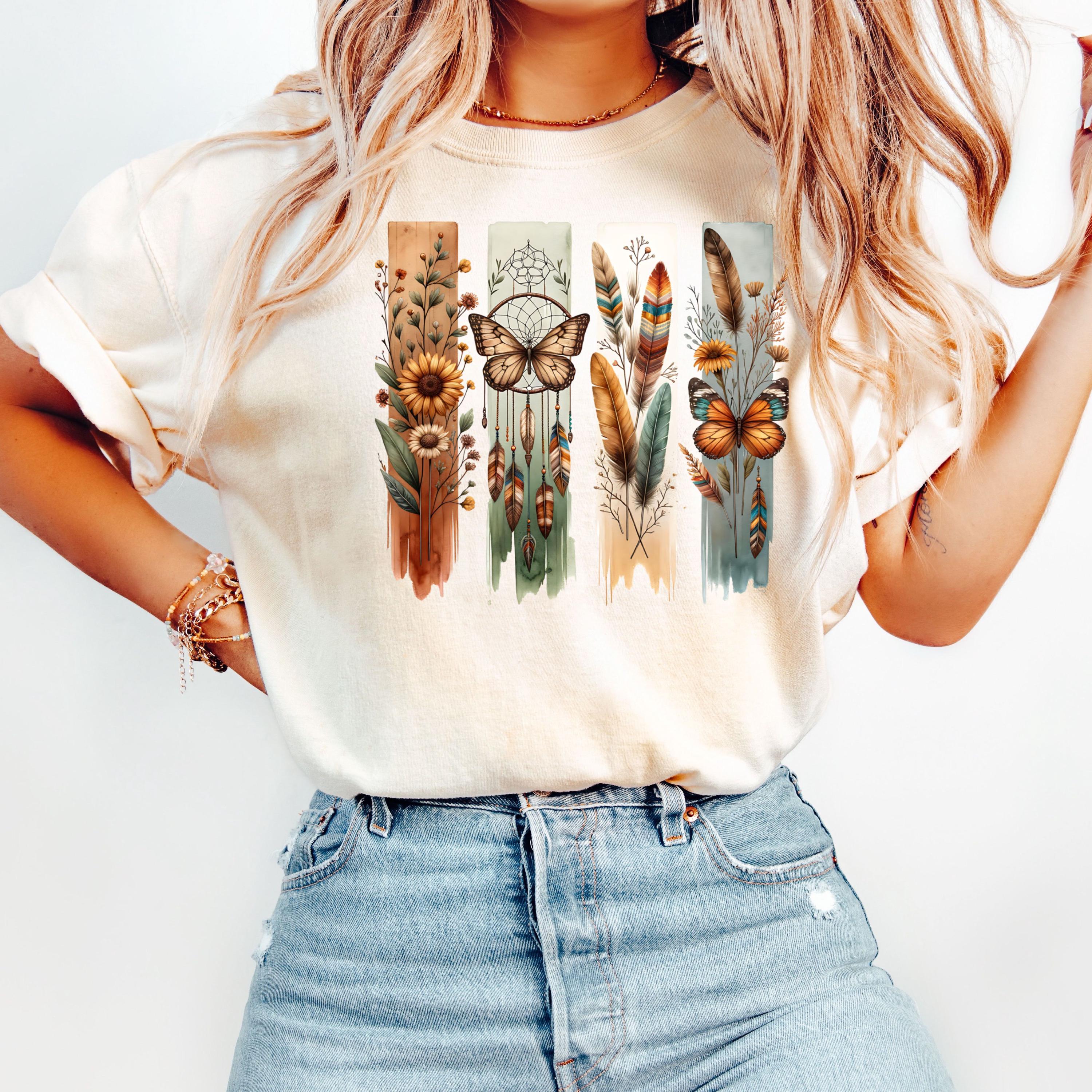 Comfort Colors Vintage Boho Flower Flower Butterfly Floral Retro Flower Nature Lover (2)