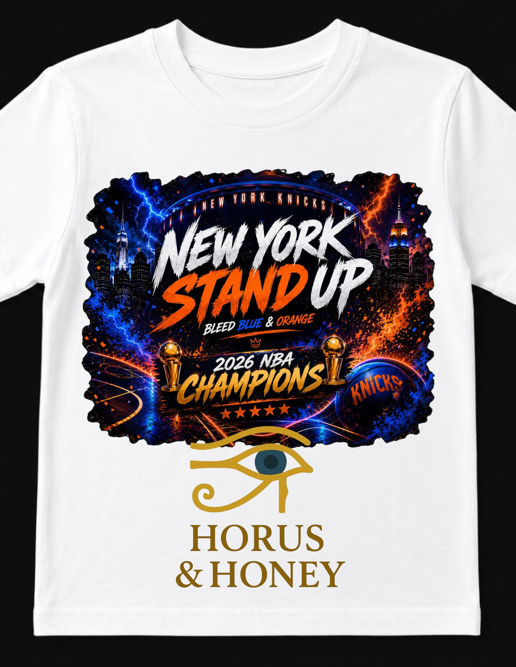 York Knicks 2026 Champions Knicks Fan Tee York Stand Nyc Basketball Bleed Blue Orange Playoff (2)