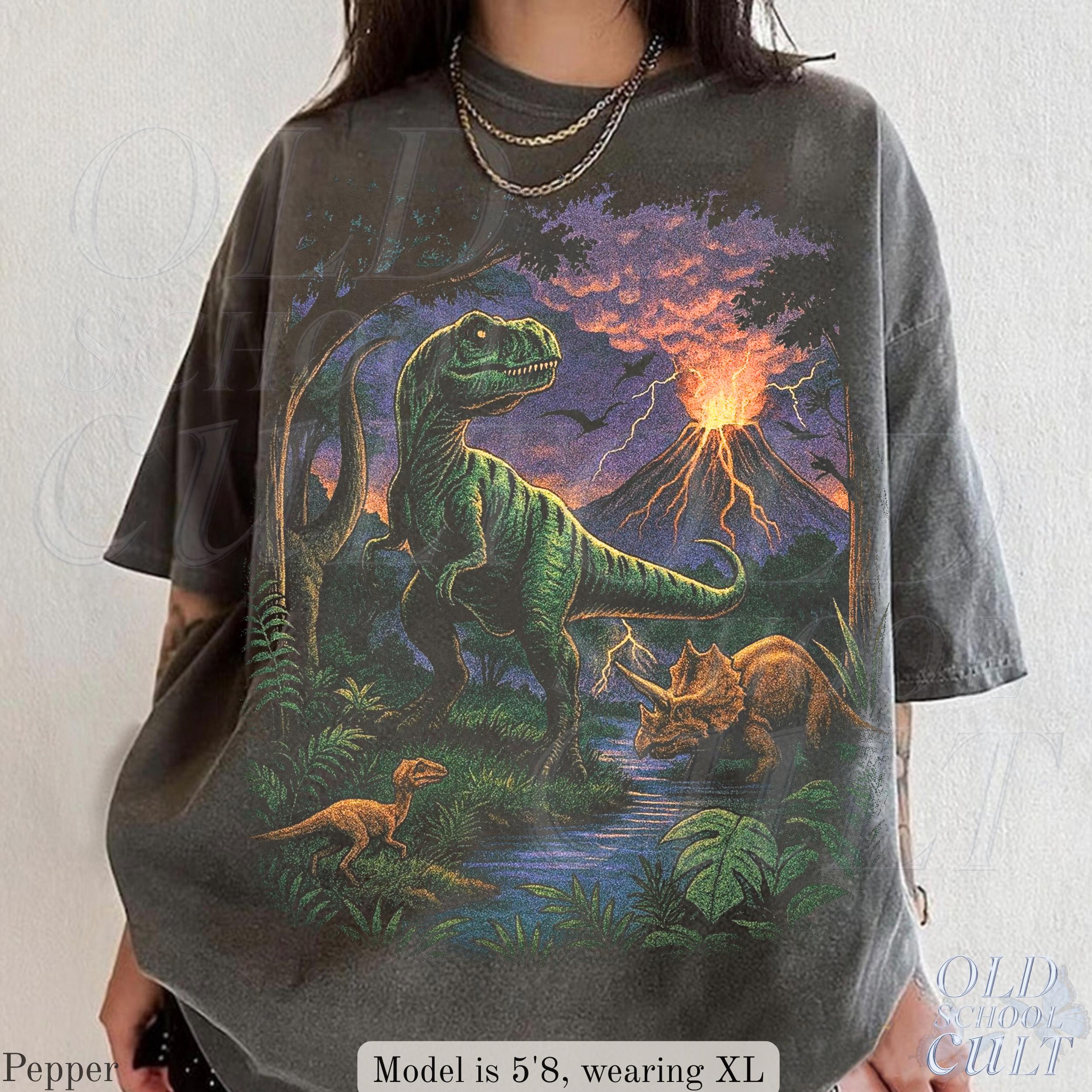 Vintage Jurassic Dinosaur 90s Retro T-Rex Triceratops 90s Prehistoric Dino Nostalgia Nature (2)