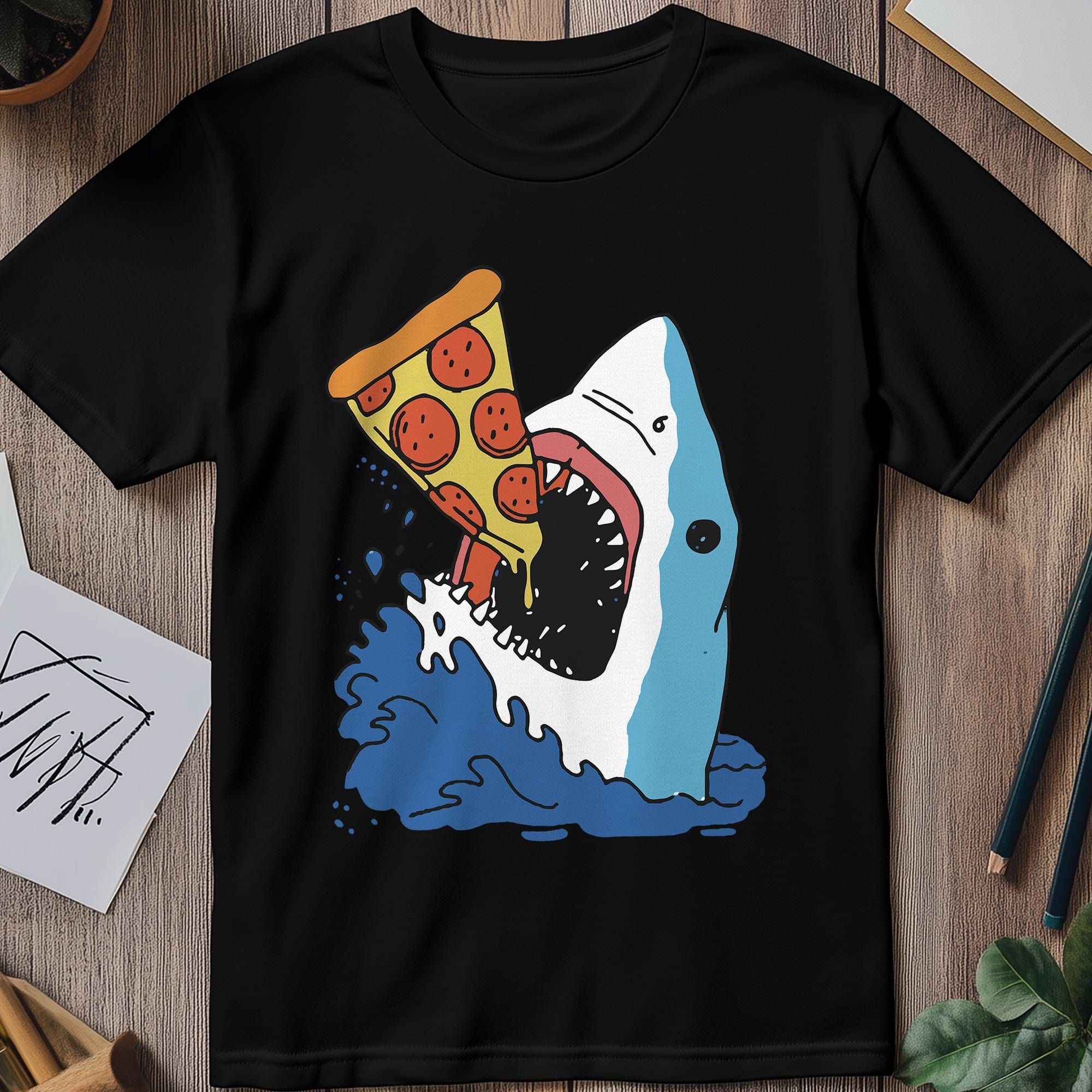 Shark Attack Pizza T-shirt - Hoodie, Sweatshirt | PureTeeCo.com (Image 2)
