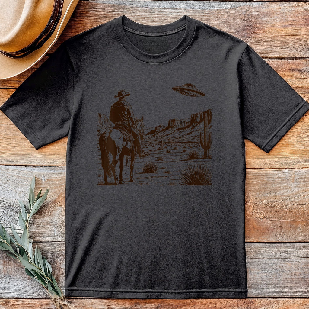 UFO Western T-Shirt - Alien Cowboy Hoodie, Sweatshirt | PureTeeCo.com (Image 1)