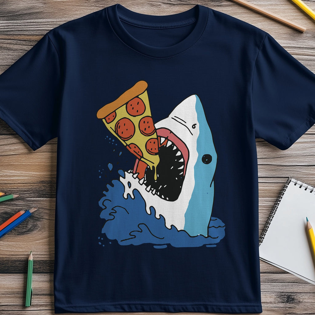 Shark Attack Pizza T-shirt - Hoodie, Sweatshirt | PureTeeCo.com (Image 1)