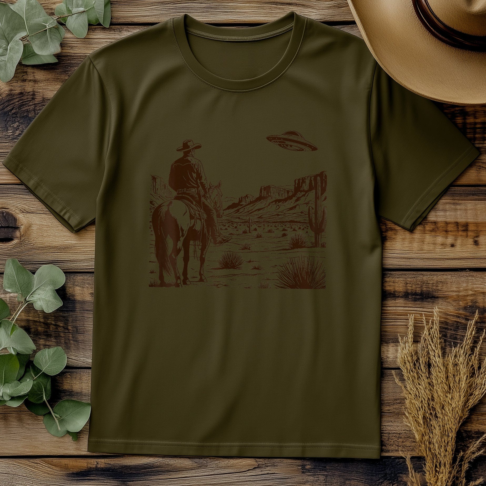 UFO Western T-Shirt - Alien Cowboy Hoodie, Sweatshirt | PureTeeCo.com (Image 5)