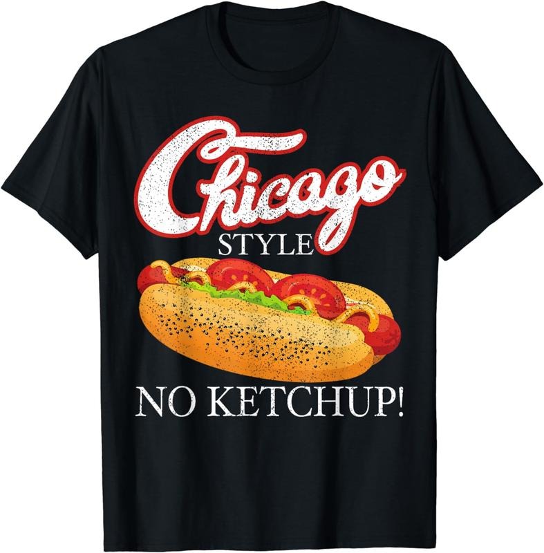 [100% Cotton] Chicago Hot Dog Summer Style 4th Of July No Ketchup Gift T-Shirt