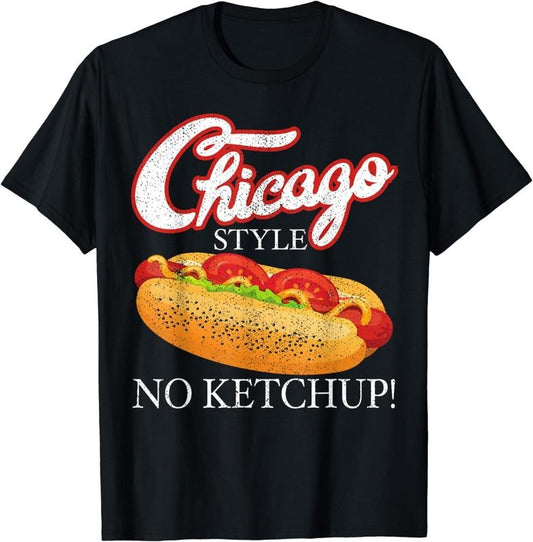 [100% Cotton] Chicago Hot Dog Summer Style 4th Of July No Ketchup Gift T-Shirt