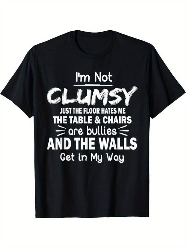 [100% Cotton] Comfy Stretchy Graphic Men's Short Sleeve T-shirt - I'm Not Clumsy Tee