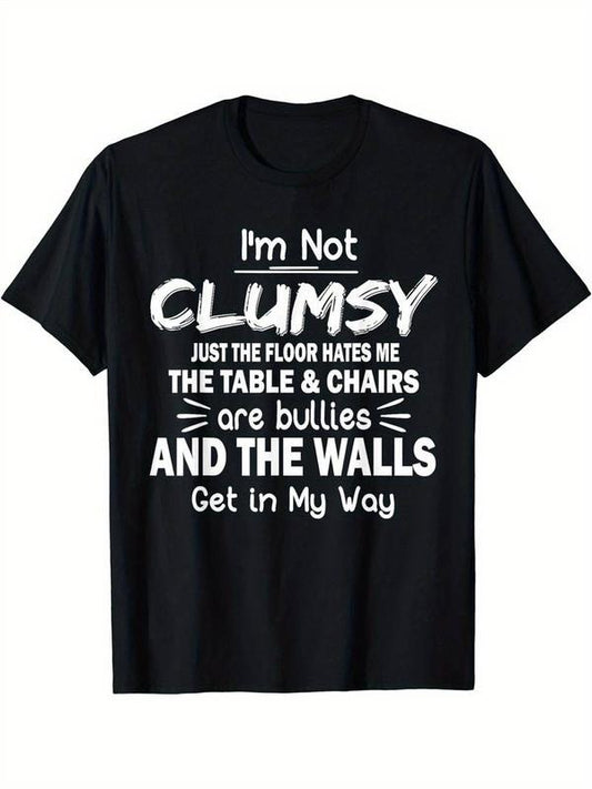[100% Cotton] Comfy Stretchy Graphic Men's Short Sleeve T-shirt - I'm Not Clumsy Tee