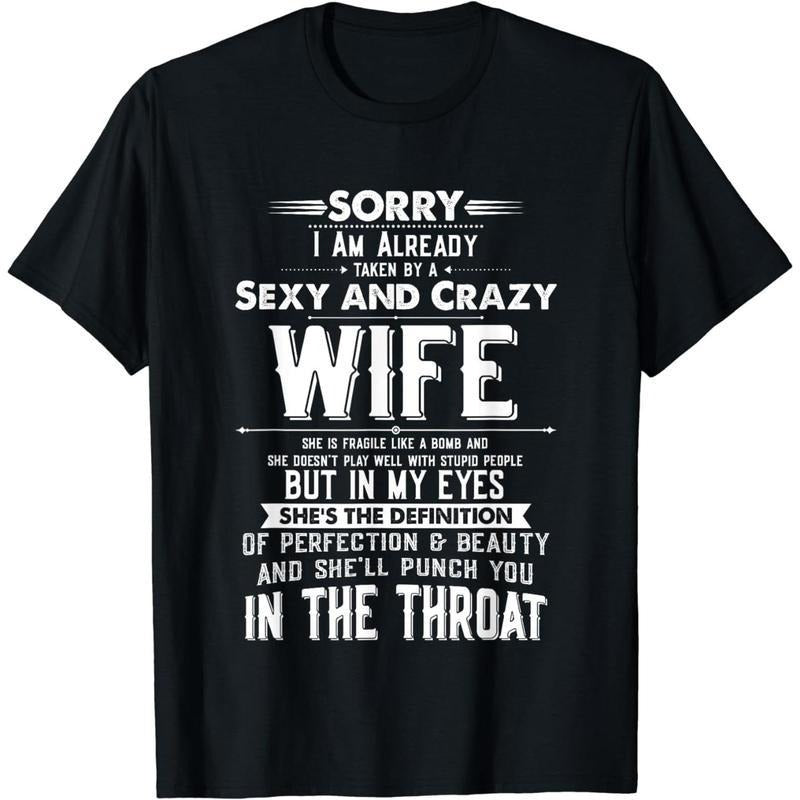 [100% Cotton] Cotton Short Sleeve Husband Boyfriend Taken by a Sexy and Crazy Wife T-Shirt for Men Women Hoodie, Sweatshirt