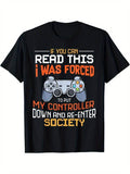 [100% Cotton] Crew Neck Game Console Print Men's Fashionable Summer Short Sleeve Sports T-shirt, Comfortable And...