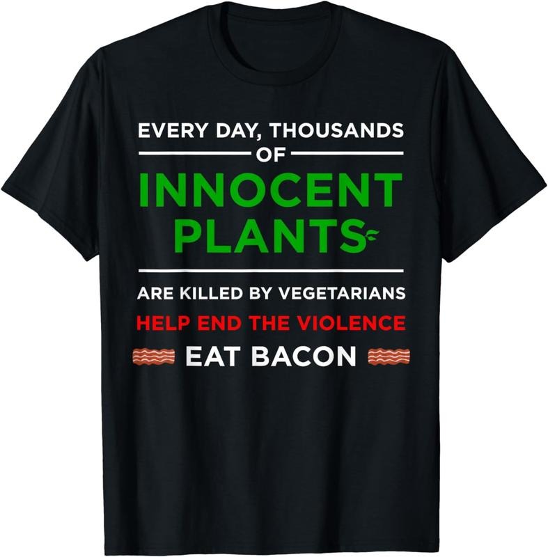 [100% Cotton] Eat Bacon Innocent Plants | Cool Carnivore Gift T-Shirt Hoodie, Sweatshirt | PureTeeCo.com